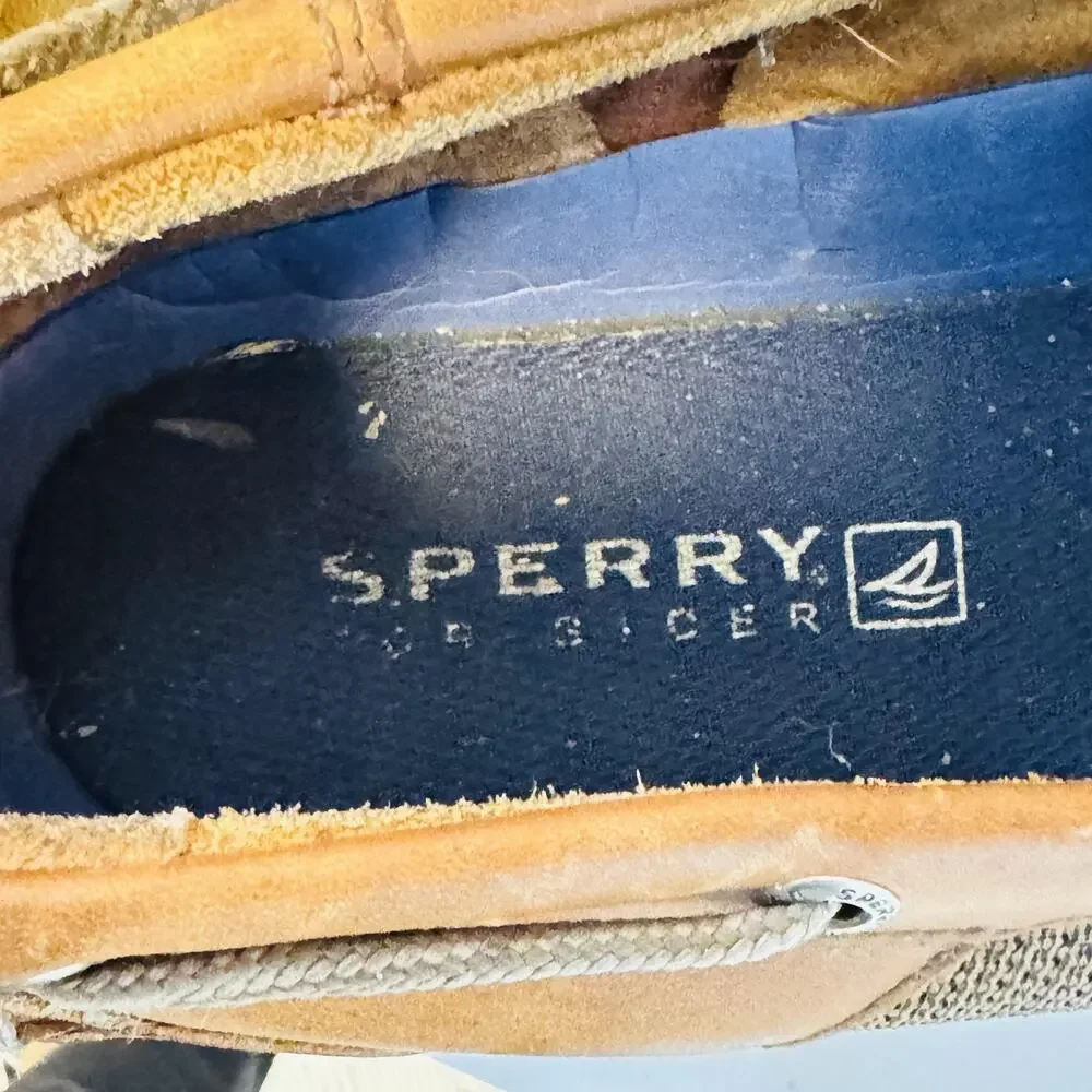 Sperry Shoes Mens 13 Tan Leather Top Sider Billfish Boat Deck Casual Comfort